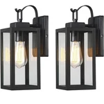 Uixe 1-LIGHT Matte Black Modern Hardwired Outdoor Wall Lantern Sconce (2-PACK). Fixed Price $55.00.