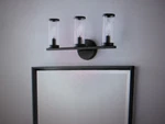 Hampton Bay Loveland 16.625 In. 3-LIGHT Black Bathroom Vanity With Shade. Fixed Price $31.30.