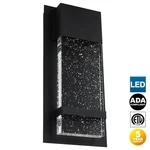 Modern Seeded Bubble Crystal Glass Outdoor/indoor Wall Sconce, Textured Black. Fixed Price $86.00.