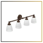 New Brantford 4-LIGHT Dual-mount Bathroom Vanity Fixture W/ Frosted Glass. Fixed Price $257.55.