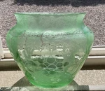 Antique Green Elegant Glass Fostoria Optic Vase Glows Under Black Light. Fixed Price $34.00.