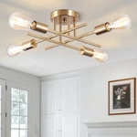 Brknit Sputnik Chandelier Modern Semi Flush Mount E26 Brass 4-LIGHT. Fixed Price $86.10.