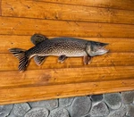 Northern Pike Replica Fish Art, 42" 2D Flat Metal Wall Mount Decor. Fixed Price $155.00.