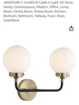 Jonathan JYL9057B Caleb 2-LIGHT 18" Sconce, Brass Gold/black, 2-BULB. Fixed Price $69.99.