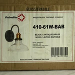 Dainolite 1-LIGHT 10" Tall Wall Sconce Black & Antique Brass Finish 410-61W-BAB. Fixed Price $50.00.