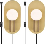 Plug In Modern Wall Sconce Set Of 2, Gold (2-PACK Champagne. Fixed Price $155.56.