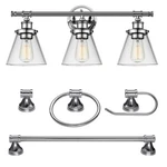 Parker 3-LIGHT Chrome Vanity W/clear Glass Shades & Bath Set (5-PIECE). Fixed Price $77.95.