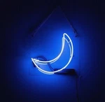 Blue Crescent Moon Acrylic Neon Sign 14" Light Lamp Room Gift Wall Artwork Mm. Fixed Price $83.32.