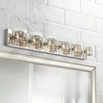 Wrapped Modern Wall Chrome Hardwired 47 3/4" 6-LIGHT Fixture Clear. Fixed Price $335.99.