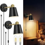 Plug In Wall Sconces Set Of 2, Dimmable Lights With Cord And Dim.... Fixed Price $54.65.