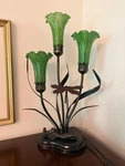 Dale Tiffany Dragonfly Table Lamp - Green Art Glass Tulip Shades Bronze Finish. Fixed Price $100.00.
