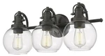 3-LIGHT Bronze Bathroom Fixture 22" Mid-century Modern Globes Retro New. Fixed Price $157.00.