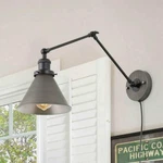 Lnc A03466 Black/gray Plug-in Or Hardwire Swing Arm Wall Sconce With Bell Shade. Fixed Price $39.99.