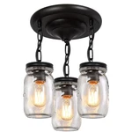 Glass Mason Jar Fixtures, 3-LIGHTS Pendant Ceiling Flush Mount -.... Fixed Price $79.14.