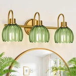 Meybiok Bathroom Fixtures (3-LIGHT, Brushed Gold Tulip Green. Fixed Price $99.46.