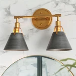 Lnc EM63MEHD14297O7 Vintage Gold/gray Modern Vanity Light With Bell/cone Shades. Fixed Price $44.99.