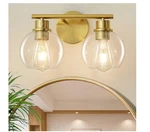 Deyidn 13.4" 2-LIGHT Gold Bathroom Vanity Clear Globe Shades Powder. Fixed Price $39.90.