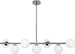 Mid Century Modern 7-LIGHT Chandelier, Brushed Nickel Globe Pendant. Fixed Price $266.99.