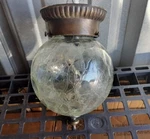 Vtg Underwriters Cracked Glass Brass Wall Flush Mount Electric Light Fixture. Fixed Price $47.95.