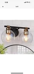 Zevni Vanity 8"X14" 2-LIGHT Black Rustic Vintage Brass Globe Seeded Glas. Fixed Price $118.99.