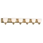 Livex Springfield Light Bath Vanity, Antique Brass/satin Opal White 10506-01. Fixed Price $499.96.
