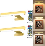 Elegant Gold Wireless Picture Wall Sconces With Remote - 3 Color Light Options. Fixed Price $27.94.