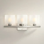 Modern Wall Nickel 23 1/2" 3-LIGHT Fixture Linen Glass For Bathroom Vanity. Fixed Price $224.99.