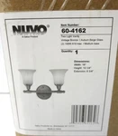 Satco Nuvo 60-4162 Two Light Vanity Vintage Bronze Auburn Beige Glass (2) 100W. Fixed Price $34.96.