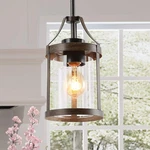 Lnc Farmhouse Mini Faux Wood Pendant Lighting With Clear Cylinder Glass Shade.... Fixed Price $113.42.
