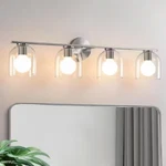 Kaisite 32 In. 4-LIGHT Brushed Nickel Farmhouse Vanity With Clear Glass. Fixed Price $75.99.