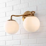 Louis Parisian Globe 15" 2-LIGHT Brass Gold Metal Led Vanity Frosted Glass. Fixed Price $44.99.