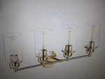 Jazava 27.5 In. 4 Light Brushed Brass Vanity With Glass Shade. Fixed Price $80.96.