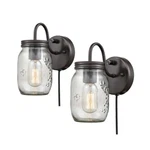 Mason Jar Plug-in Wall Sconces With Off Switch Set 2 Gooseneck Mount. Fixed Price $59.99.