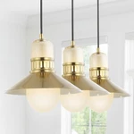 Jonathan Y 35" Adjustable Iron/glass Retro Hurricane Triple Led Pendant Gold. Fixed Price $180.99.