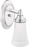 Moen YB2861CH Eva 1-LIGHT 2-MOUNT Bath Vanity Fixture W Frosted Glass In Chrome. Fixed Price $69.00.