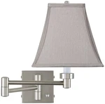 Modern Swing Arm Wall Lamp Nickel Plug-in Fixture Pewter Gray Square For Bedroom. Fixed Price $133.99.