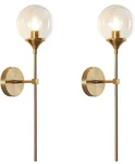 Bokt Brass Gold Wall Sconce Lighting Set Of 2 Mid Century Modern Lg Globe Amber. Fixed Price $99.00.