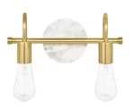 Hampton Bay Hensley 12.5 In. 2-LIGHT Gold And Faux Marble Bathroom Vanity. Fixed Price $27.19.