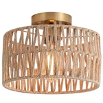 Hchunqjor Coastal Antique Gold Woven Flush Mount Light Fixture Rustic Boho Hemp. Fixed Price $77.43.