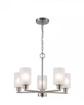 Hampton Bay Cawthon 5-LIGHT Black Chandelier Fixture Frosted Glass Shades. Fixed Price $39.00.