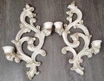 Ornate 60S Universal Statuary Wall Candle Sconce Pair Chalkware Rococo Hollywood. Fixed Price $74.99.