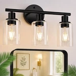 Zarbitta Bathroom Fixtures, 17.23" Black 3-LIGHT, Matte. Fixed Price $49.99.