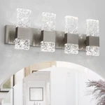 Bathroom Vanity Light 4 Brushed Nickel Dimmable Crystal Led 6000K Oylyw Modern. Fixed Price $209.99.