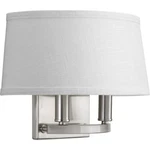 Progress Lighting Cherish 2-LIGHT Brushed Nickel Wall Sconce With Linen Shade. Fixed Price $80.70.
