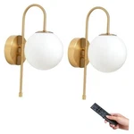 Battery Operated Globe Wall Sconces Set Of 2, Wireless Gold Brushed Brass. Fixed Price $116.47.