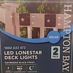 Hampton Bay Solar Distressed Black Integrated Led Deck Light Lone Star Design. Fixed Price $17.99.