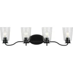 Durrell 4-LIGHT Matte Black Clear Glass Coastal Bath Vanity By Progress L.. Fixed Price $99.00.