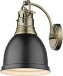 Golden Duncan Light Wall Sconce, Aged Brass, Matte Black Shade 3602-1WAB-BLK. Fixed Price $45.99.