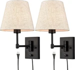 Swing Arm Wall Sconces Set Of Two Modern Black Light Plug. Fixed Price $168.99.