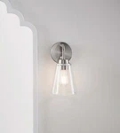 Allen + Roth Heacock Wall Sconce Brushed Nickel Clear Glass Item #0616071. Fixed Price $30.57.